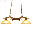 GobekUsa Retro Dome Pendant Light with Beige Glass and Decorative Deer Horn - Set of 2