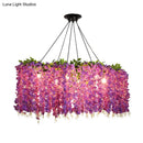 GobekUsa Retro Floral Metal Island Light Fixture – 6-Bulb Pendant in Purple for Restaurants