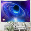 Retro galaxy sky blue planet tapestry bedroom cosmic wall decor by Decorbites