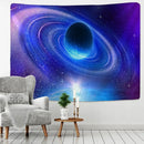 Retro galaxy sky blue planet tapestry bedroom cosmic wall decor by Decorbites