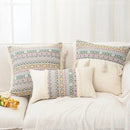 Retro geometric beige cushion cover living room handmade tassel by Decorbites