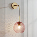 GobekUsa Retro Glass Globe Wall Lamp: Pink/Yellow/Blue with Brass Finish