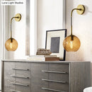 GobekUsa Retro Glass Globe Wall Lamp: Pink/Yellow/Blue with Brass Finish