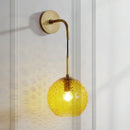 GobekUsa Retro Glass Globe Wall Lamp: Pink/Yellow/Blue with Brass Finish