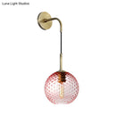 GobekUsa Retro Glass Globe Wall Lamp: Pink/Yellow/Blue with Brass Finish