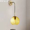 GobekUsa Retro Glass Globe Wall Lamp: Pink/Yellow/Blue with Brass Finish