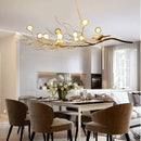 GobekUsa Bird Nest LED Chandelier: Retro Iron Branch Pendant Lighting for Dining Room
