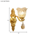 GobekUsa Retro Crystal Flower Wall Lamp - 1 Light Gold Flush Sconce for Living Room