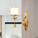 GobekUsa Retro Gold Wall Sconce with Clear and Frosted Glass Shade - 1 Light Wall Mount Lamp for Living Room