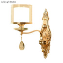 GobekUsa Retro Gold Wall Sconce with Clear and Frosted Glass Shade - 1 Light Wall Mount Lamp for Living Room