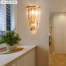 GobekUsa Retro Gold Waterfall Sconce – Wall Mounted Crystal Lighting for Hallway (3 Lights)