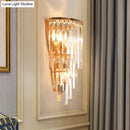 GobekUsa Retro Gold Waterfall Sconce – Wall Mounted Crystal Lighting for Hallway (3 Lights)