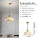 GobekUsa Crystal LED Pendant Light: Retro Gold Lampshade for Living Room, Bedroom, Dining Room
