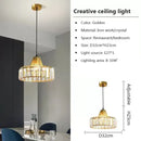GobekUsa Crystal LED Pendant Light: Retro Gold Lampshade for Living Room, Bedroom, Dining Room