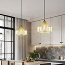 GobekUsa Crystal LED Pendant Light: Retro Gold Lampshade for Living Room, Bedroom, Dining Room