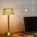 Retro gold diamond crystal table lamp for bedroom night light by Decorbites
