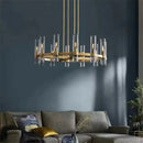 GobekUsa Glass Chandelier Pendant Lamp with E14 LED, Chrome Finish, Retro Design