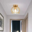 Retro gold iron cage ceiling lamp for bedroom warm glow lighting by Decorbites