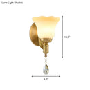 GobekUsa Retro Style 1/2-Head Gold Wall Lamp with Crystal Drop - Blossom Opaque Glass Wall Lighting