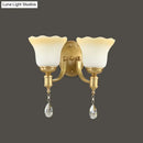 GobekUsa Retro Style 1/2-Head Gold Wall Lamp with Crystal Drop - Blossom Opaque Glass Wall Lighting