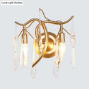 GobekUsa Gold Raindrop Wall Mount with Crystal Drop Shade - Retro 2-Head Wall Lighting Solution