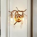 GobekUsa Gold Raindrop Wall Mount with Crystal Drop Shade - Retro 2-Head Wall Lighting Solution