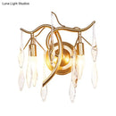 GobekUsa Gold Raindrop Wall Mount with Crystal Drop Shade - Retro 2-Head Wall Lighting Solution
