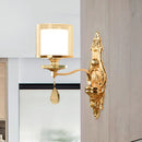 GobekUsa Retro Gold Wall Sconce with Clear and Frosted Glass Shade - 1 Light Wall Mount Lamp for Living Room