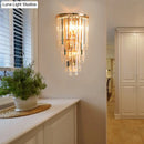 GobekUsa Retro Gold Waterfall Sconce – Wall Mounted Crystal Lighting for Hallway (3 Lights)