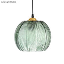 GobekUsa Pumpkin Dinette Pendant Lamp Green Ribbed Glass 1 Head Retro Style Hanging Light Kit