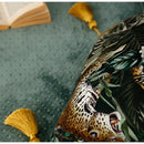 GobekUsa Embroidered Leopard Cushion Cover in Retro Green Velvet for Luxury Living Room
