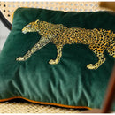 GobekUsa Embroidered Leopard Cushion Cover in Retro Green Velvet for Luxury Living Room