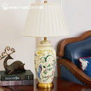 GobekUsa Country Flower Bird Ceramic Table Lamp Modern Simple Retro Bedroom Bedside