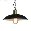 GobekUsa Retro Style Metallic Black Ceiling Light with Bowl Shade and Hanging Chain - 10"/12.5" W - 1 Bulb