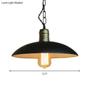 GobekUsa Retro Style Metallic Black Ceiling Light with Bowl Shade and Hanging Chain - 10"/12.5" W - 1 Bulb