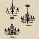 GobekUsa Black Wrought Iron Loft Chandelier for Living Room, Bar, Restaurant - Retro Industrial Style