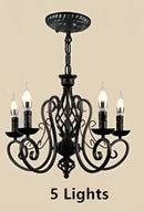 GobekUsa Black Wrought Iron Loft Chandelier for Living Room, Bar, Restaurant - Retro Industrial Style