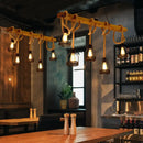 GobekUsa Retro Industrial 5-Head Hanging Light with Adjustable Rope - Brown