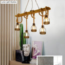 GobekUsa Retro Industrial 5-Head Hanging Light with Adjustable Rope - Brown