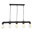 GobekUsa Retro Industrial Metal Tubular Island Pendant with Exposed Bulbs - 5-Light Island Lamp