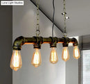 GobekUsa Retro Industrial Metal Tubular Island Pendant with Exposed Bulbs - 5-Light Island Lamp