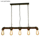 GobekUsa Retro Industrial Metal Tubular Island Pendant with Exposed Bulbs - 5-Light Island Lamp