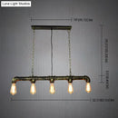 GobekUsa Retro Industrial Metal Tubular Island Pendant with Exposed Bulbs - 5-Light Island Lamp