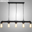 GobekUsa Retro Industrial Metal Tubular Island Pendant with Exposed Bulbs - 5-Light Island Lamp
