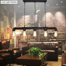 GobekUsa Retro Industrial Metal Tubular Island Pendant with Exposed Bulbs - 5-Light Island Lamp