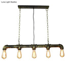 GobekUsa Retro Industrial Metal Tubular Island Pendant with Exposed Bulbs - 5-Light Island Lamp