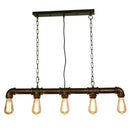 GobekUsa Retro Industrial Metal Tubular Island Pendant with Exposed Bulbs - 5-Light Island Lamp