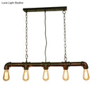 GobekUsa Retro Industrial Metal Tubular Island Pendant with Exposed Bulbs - 5-Light Island Lamp