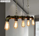 GobekUsa Retro Industrial Metal Tubular Island Pendant with Exposed Bulbs - 5-Light Island Lamp
