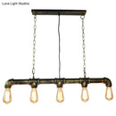 GobekUsa Retro Industrial Metal Tubular Island Pendant with Exposed Bulbs - 5-Light Island Lamp